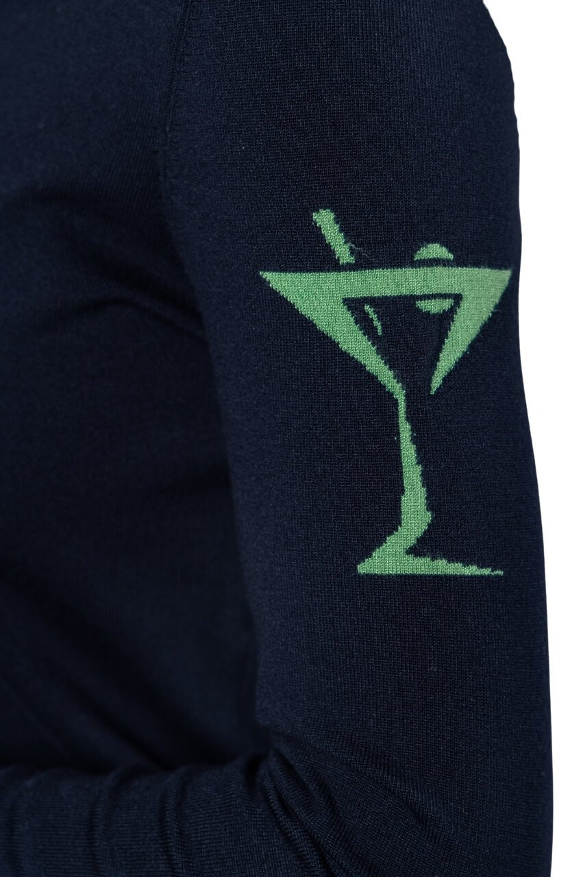 Navy/Kelly Green Martini Crewneck Sweater - GolftiniSweaters