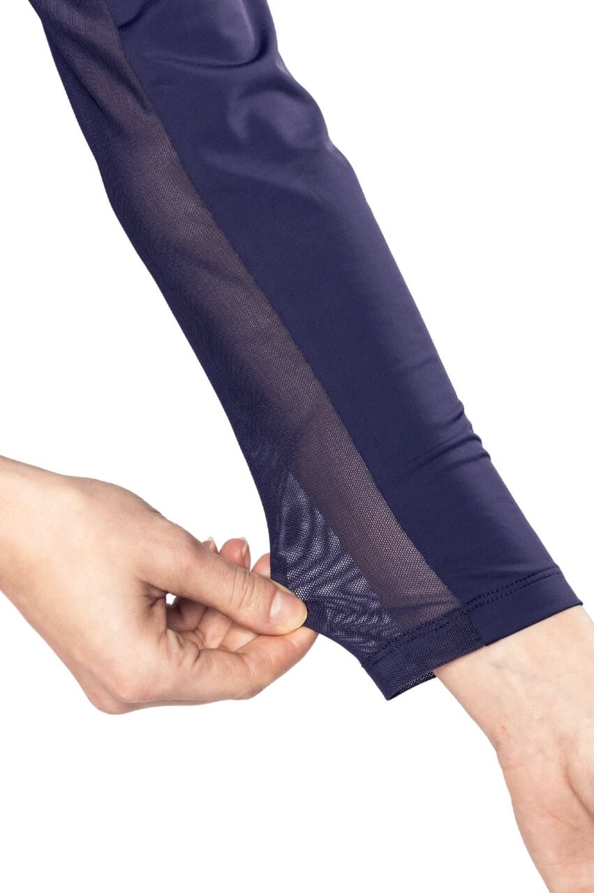 Navy/Rose Pink Long Sleeve Cool Girl Mock Polo - GolftiniTops