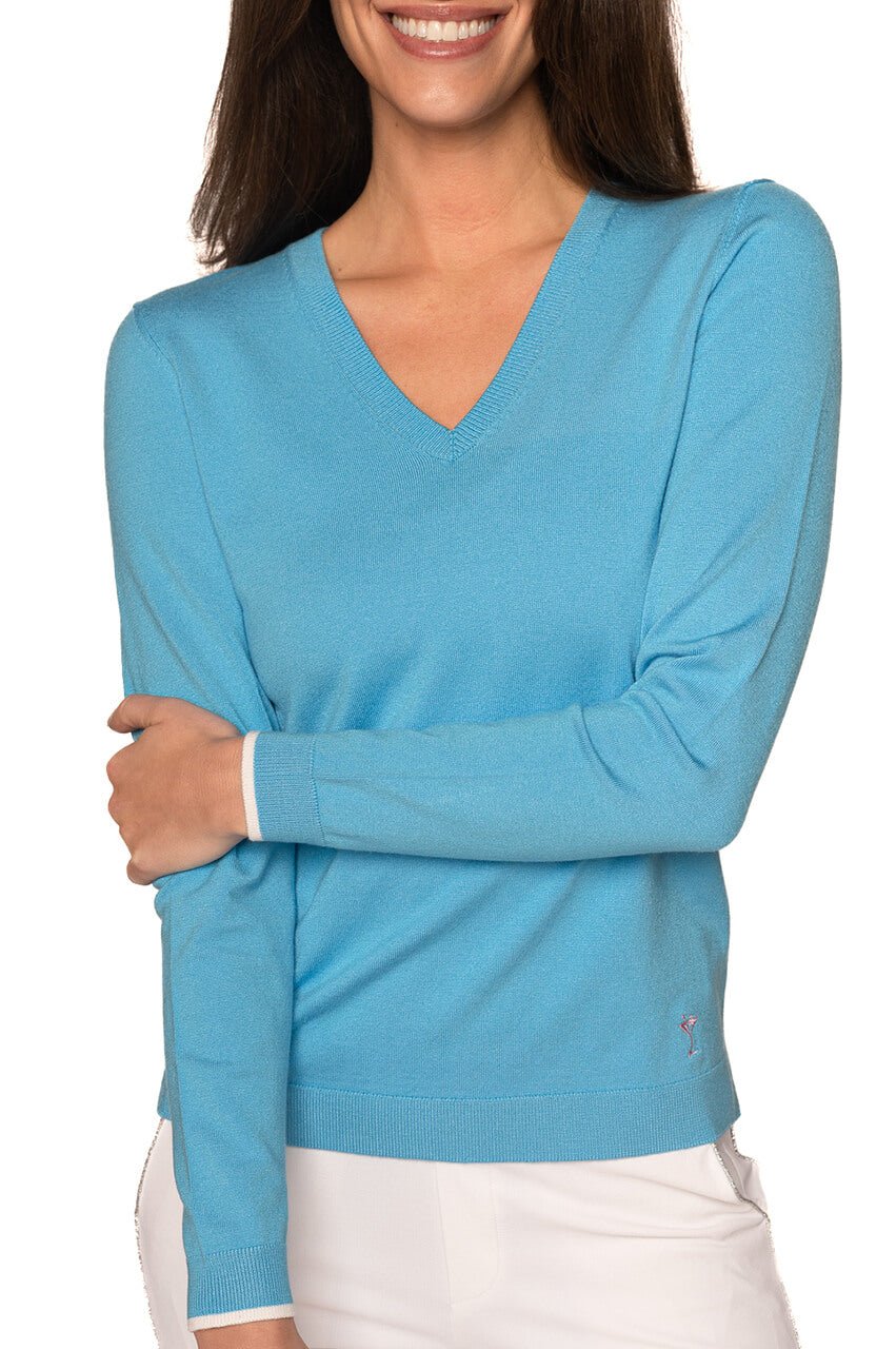 Women's Ocean Long Sleeve V-Neck Sweater | Women's Golf Tops