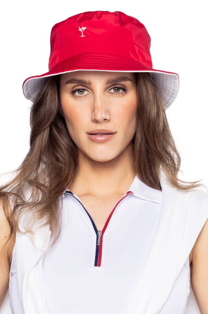 Red/White Reversible Bucket Hat - GolftiniHats & Visors