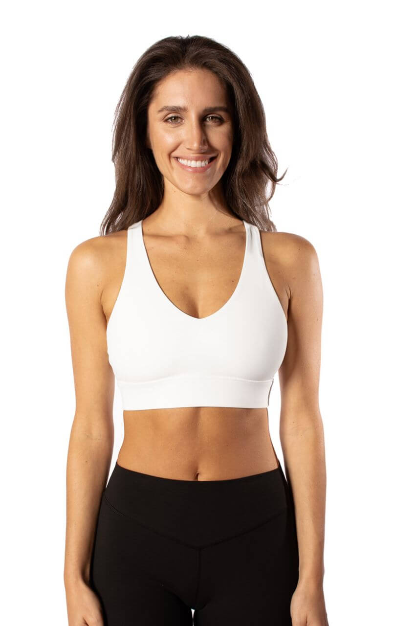White Crossover Sports Bra - GolftiniTops