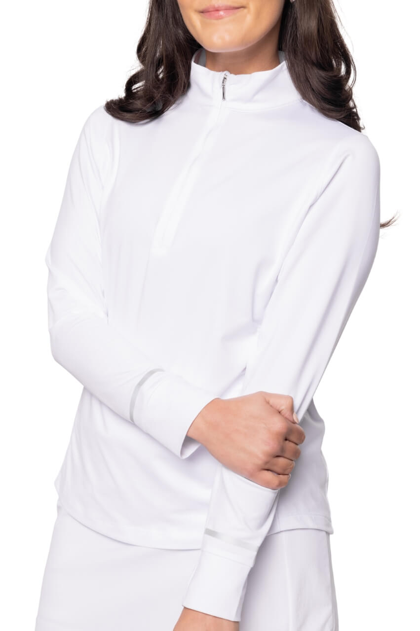 White Fabulous Mock Pullover - GolftiniTops