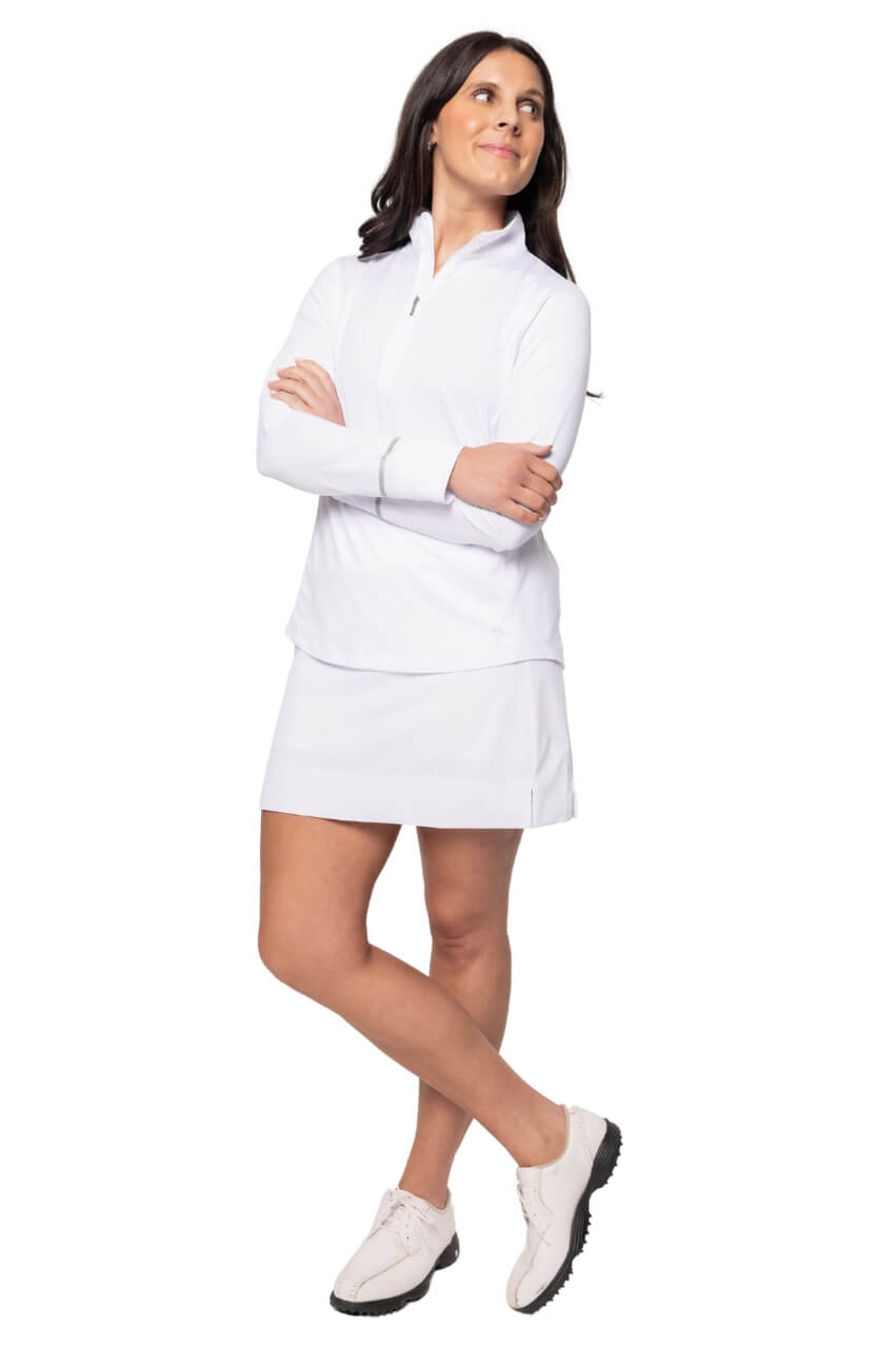 White Fabulous Mock Pullover - GolftiniTops
