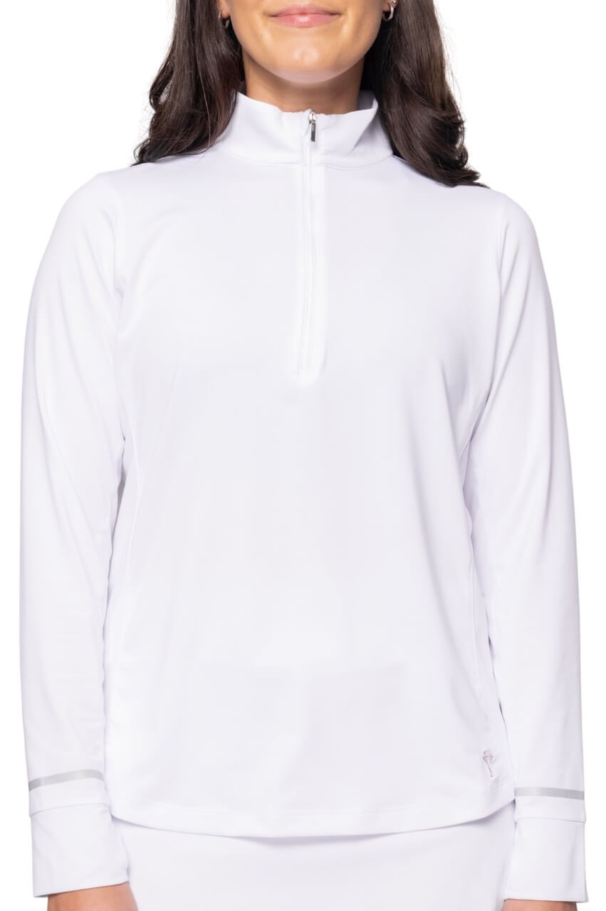 White Fabulous Mock Pullover - GolftiniTops