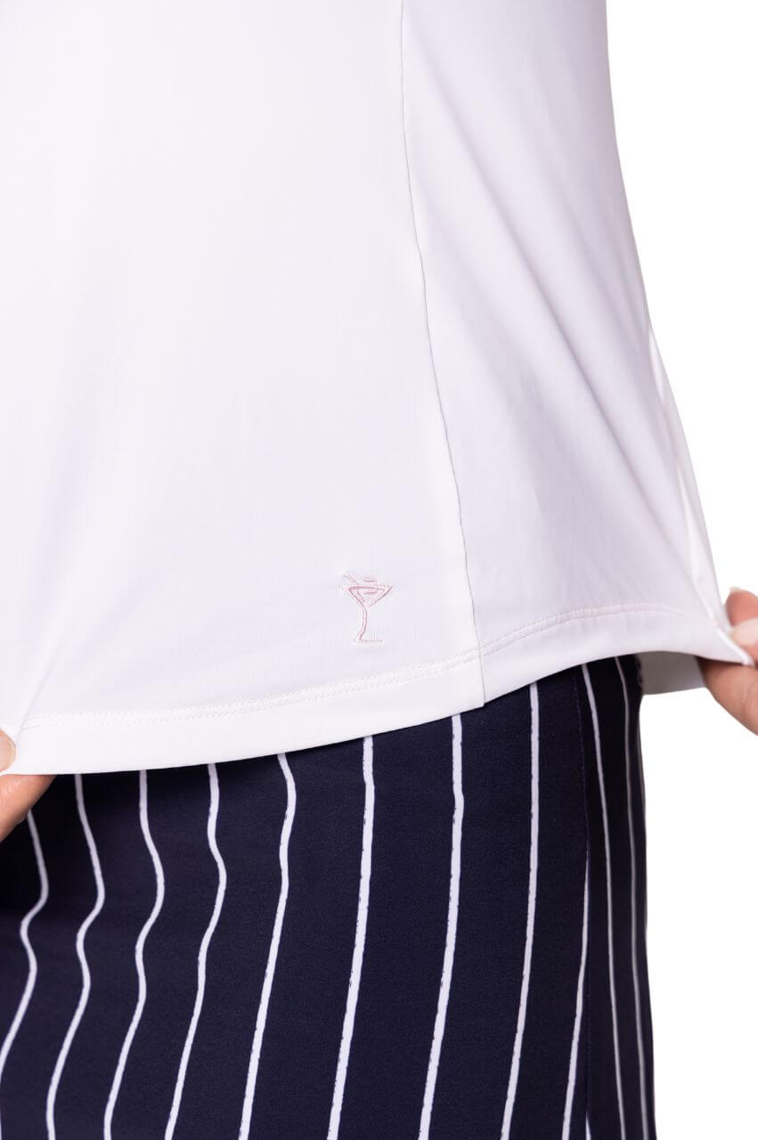 White Long Sleeve Cool Girl Polo - GolftiniTops