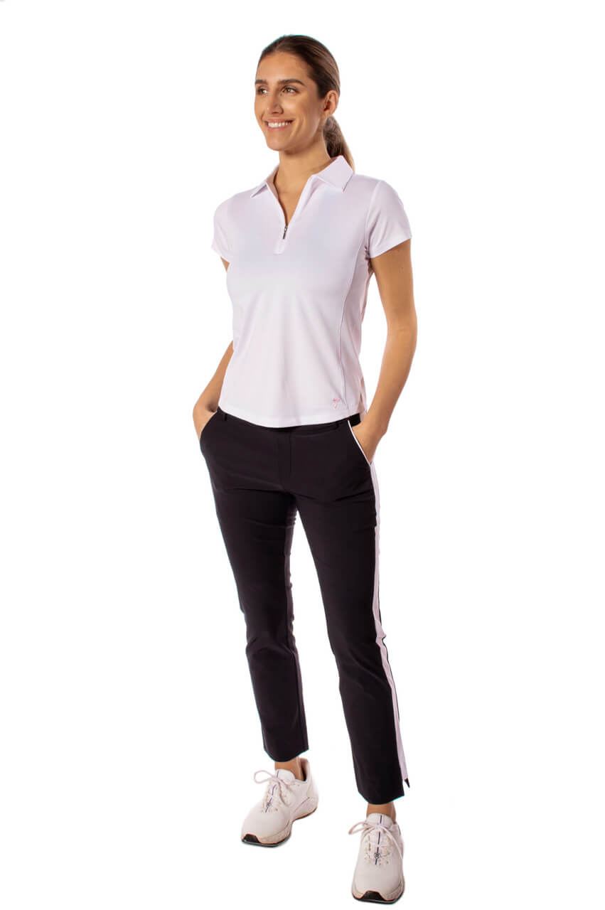 Golftini Women s Short Sleeve 1 4 Zip Polo XL White