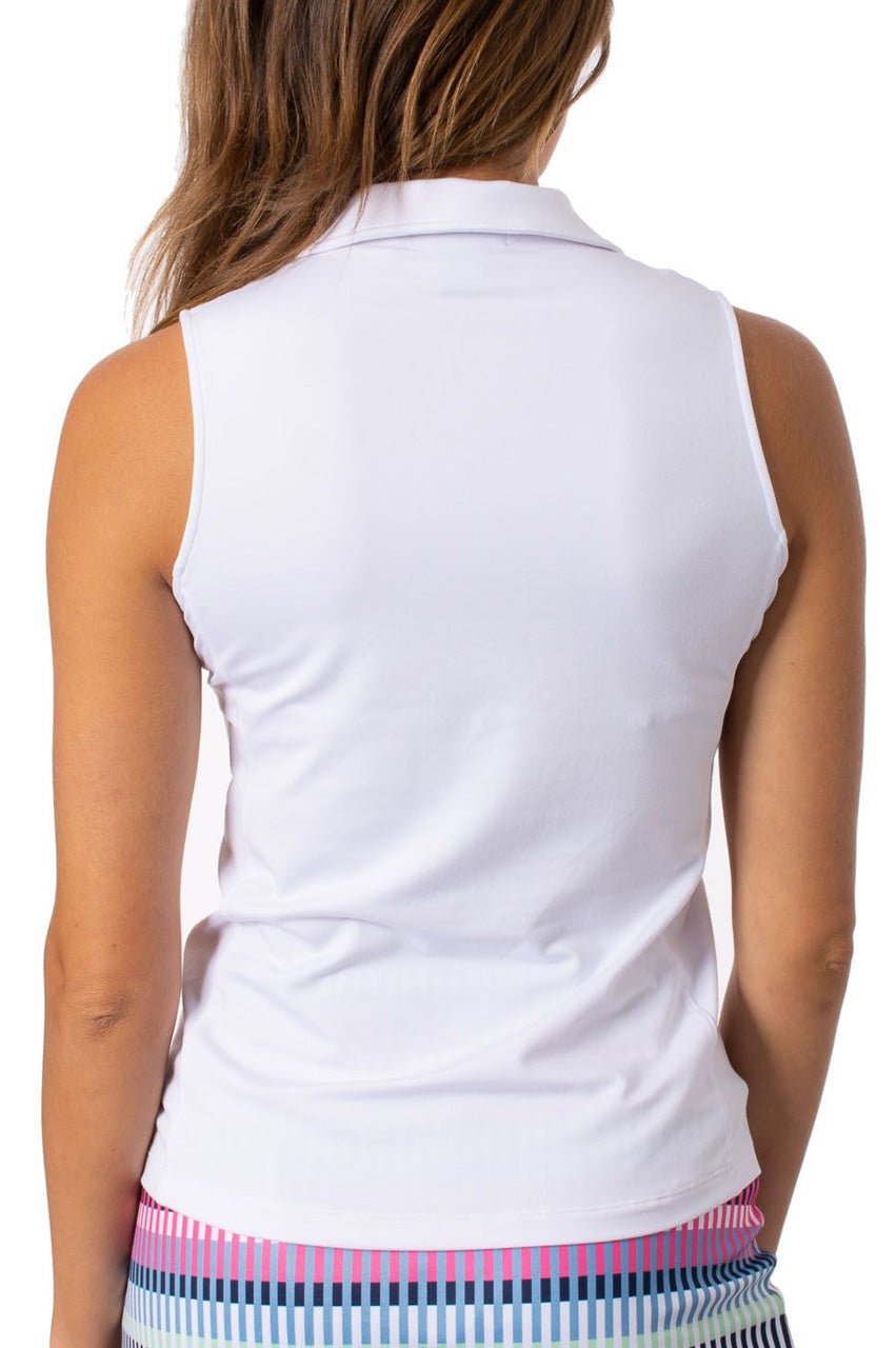 White Sleeveless Fabulous Polo - GolftiniTops