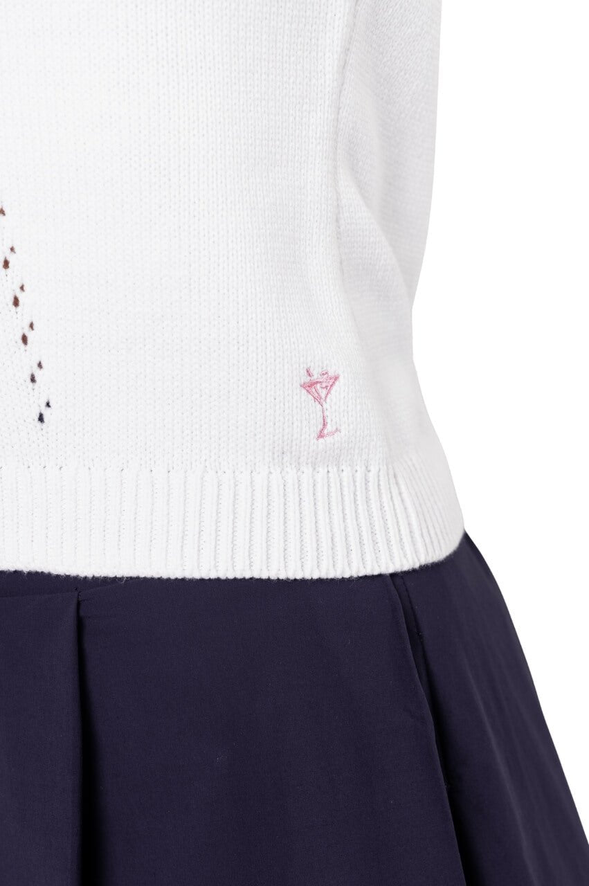 White Varsity Sweater Vest - GolftiniSweaters