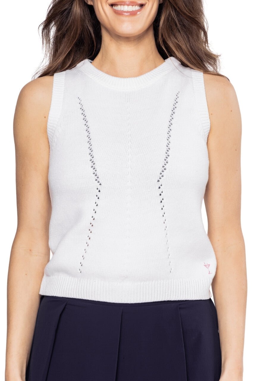 White Varsity Sweater Vest - GolftiniSweaters