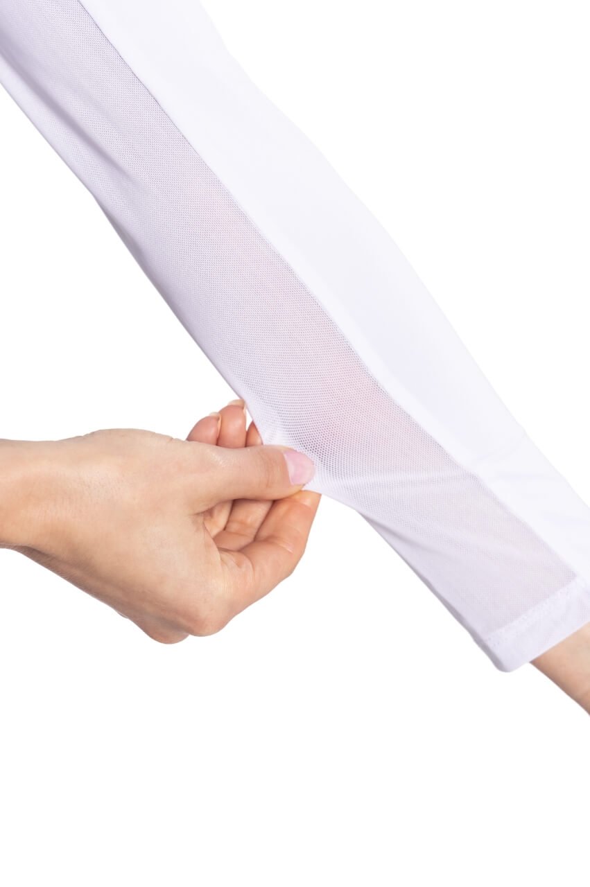 White/Black Long Sleeve Cool Girl Mock Polo - GolftiniTops