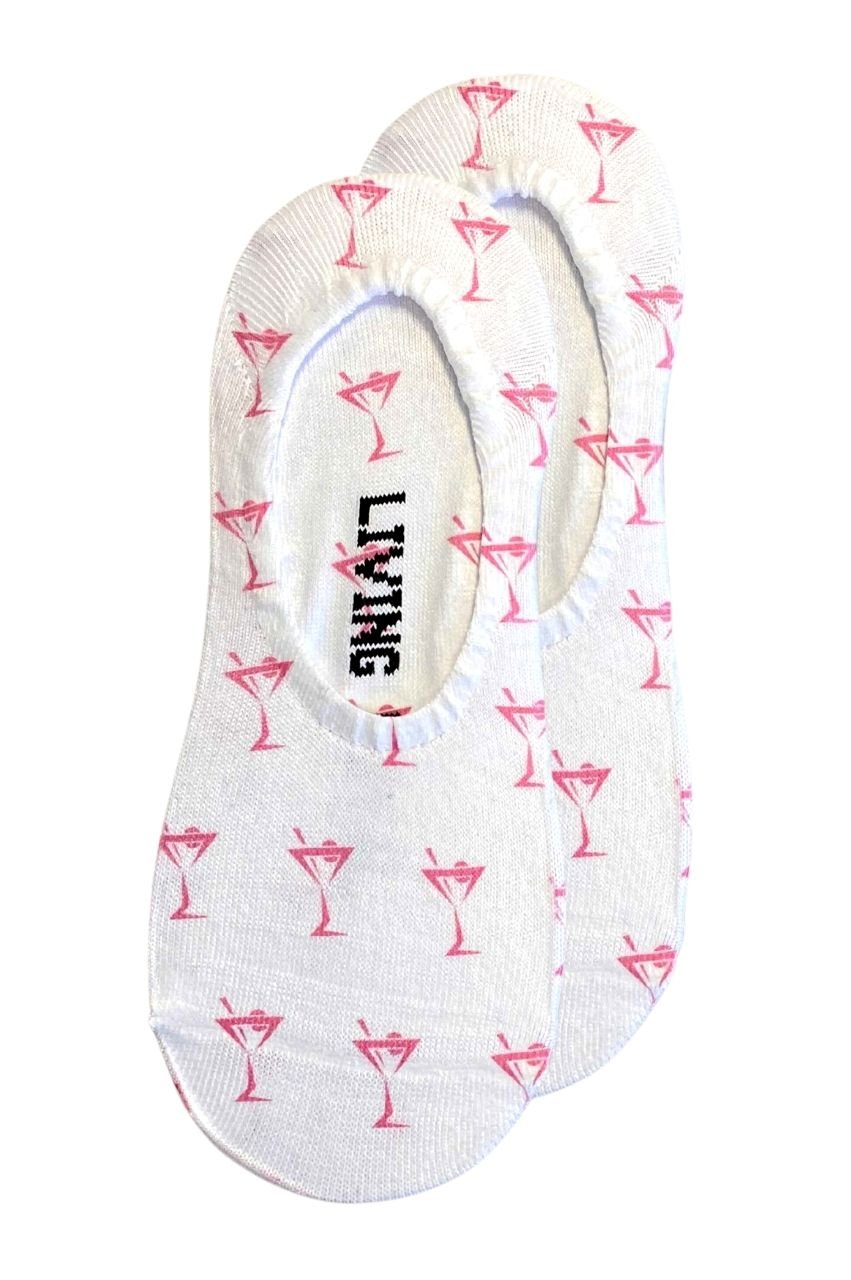 Golftini White and Hot Pink NoShow Golf Socks Women's Liner Socks