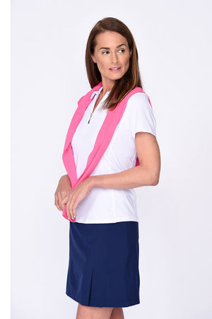 Women's Short Sleeve Zip Tech Polo - White