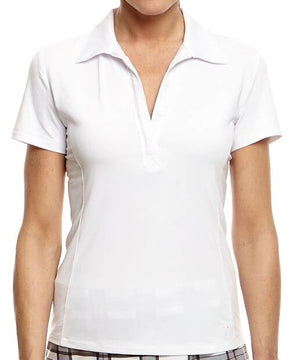 Women's Short Sleeve Ruffle Tech Polo - White