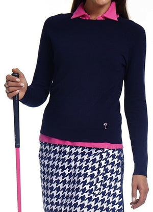 Women's Long Sleeve Crewneck Sweater - Navy