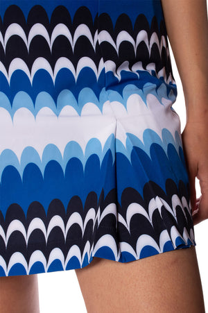 Womens Multi Color Wave print and pleated skort
