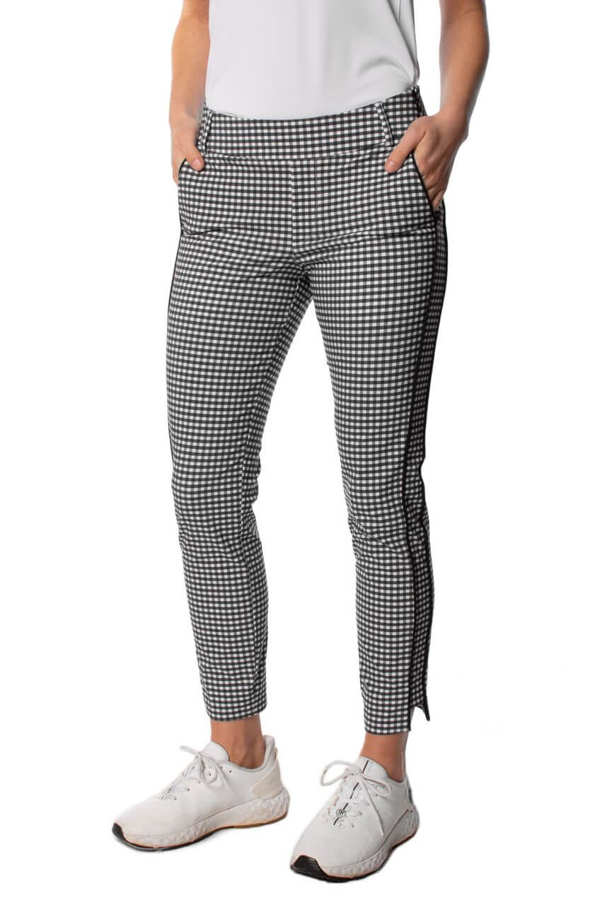 Golftini, Black Checkered Stretch Ankle Pant