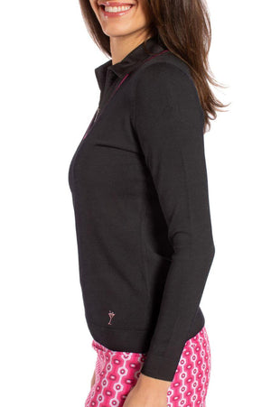 Womens Black and hot pink varsity golf sweater with matching cute golf skirt