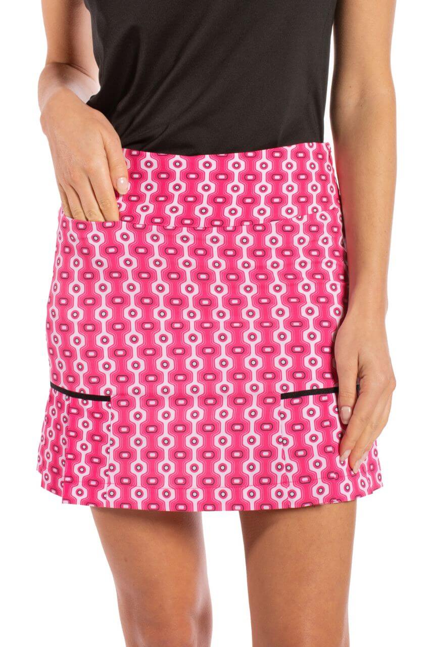 Hot Pink White and Black Pretty golf skirt with matching pink polo