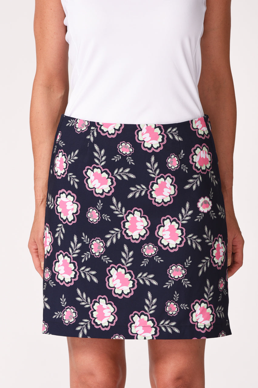 Navy Floral Performance Stretch Skort | Go Fish | Available in 2 Lengths