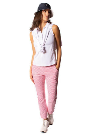 Hot Pink/White Checkered Stretch Ankle Pant