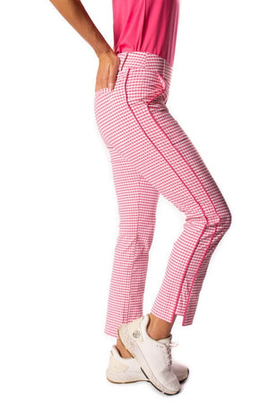 Hot Pink/White Checkered Stretch Ankle Pant