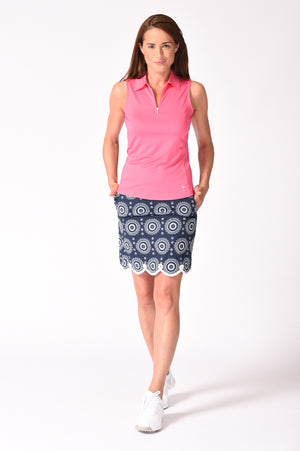 Navy Medallion Stretch Cotton Skort | Jump Rope | Available in 2 Lengths