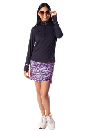 Women's navy and lavender golf outfit 