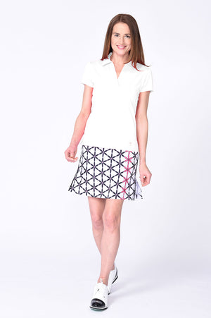 White Short Sleeve Stretch Cotton Mesh Polo