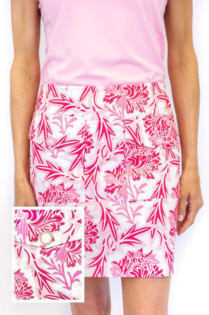 Pink & White Floral Stretch Cotton Skort | Rosé | Available in 2 Lengths