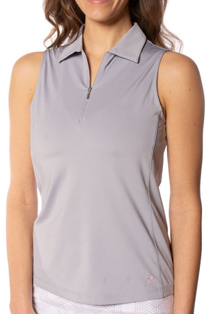 Golftini Womens Silver Sleeveless Golf Polo with zipper
