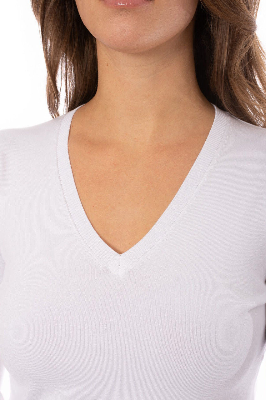 White V-Neck Sweater For Women