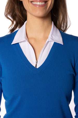 Royal Blue Stretch V-Neck Sweater