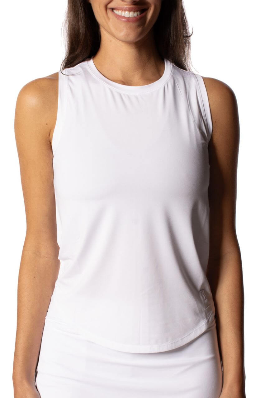 Womens athletic white sleeveless Tennis top