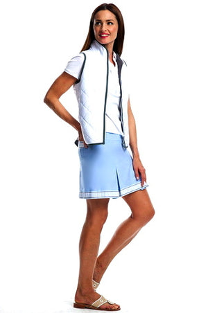 Women's Tiki Blue Cotton Pleated Skort