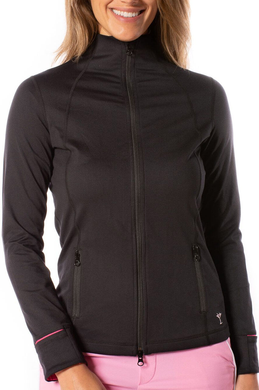 Golftini | Black and Pink Double-Zip Tech Jacket | Women's Golf Jacket