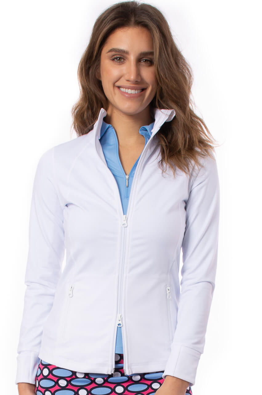 Golftini | White Double-Zip Tech Jacket | Women's Golf Jacket