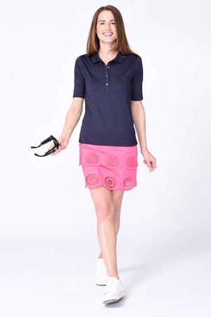 Navy Elbow Fashion Stretch Top