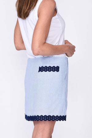 Navy Trim Stretch Cotton Skort | Fashion First | Available in 2 Lengths