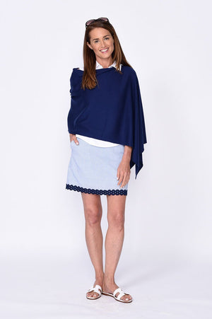 Navy Trim Stretch Cotton Skort | Fashion First | Available in 2 Lengths