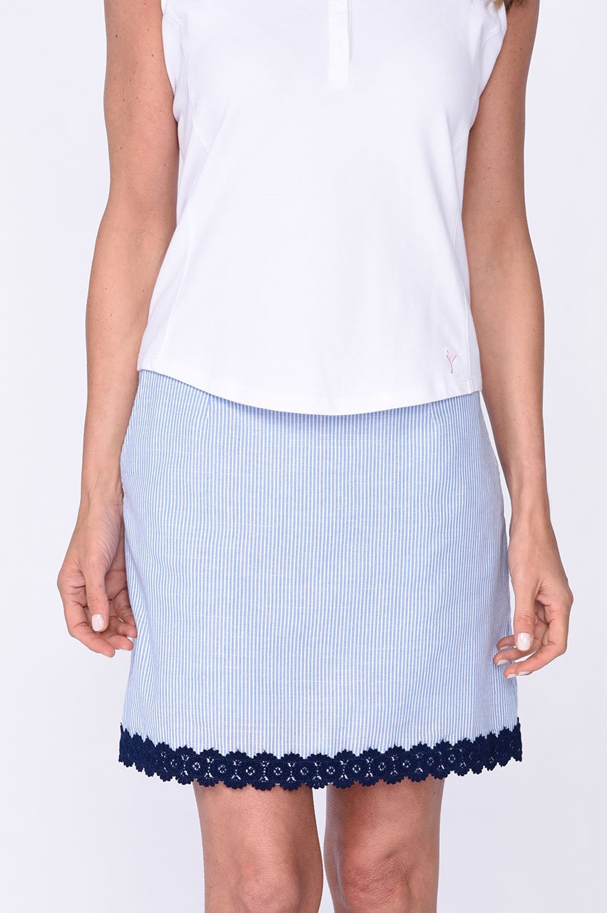 Navy Trim Stretch Cotton Skort | Fashion First | Available in 2 Lengths