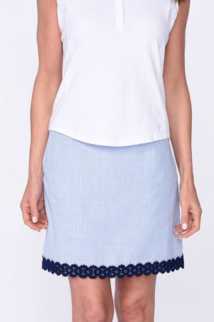 Navy Trim Stretch Cotton Skort | Fashion First | Available in 2 Lengths