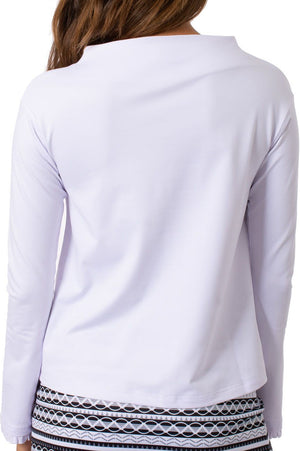 White Funnel Neck Pullover Top