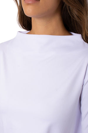White Funnel Neck Pullover Top