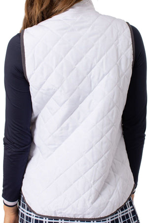 Charcoal/White Reversible Quilted Wind Vest