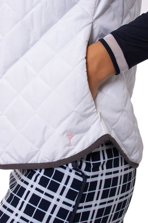 Charcoal/White Reversible Quilted Wind Vest