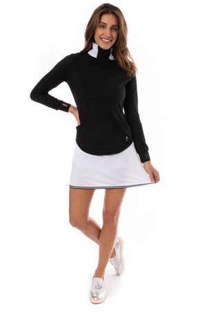 Women's black and white sport outfit for golf tennis and paddleball