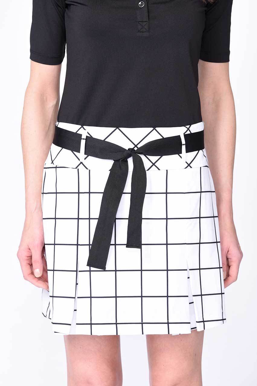 White and Black Plaid Pleat Performance Stretch Skort | Jackie O