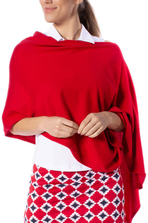 Red Cotton Cashmere Poncho