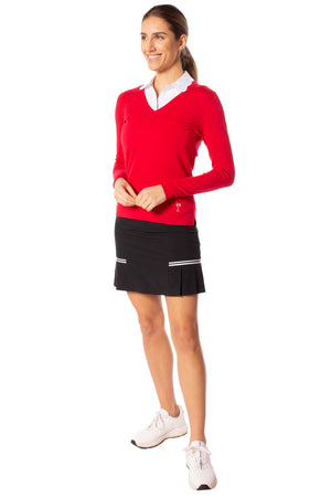 Red Stretch V-Neck Sweater