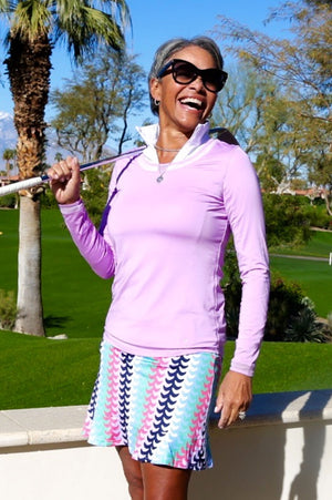 Women's lavender lightweight sun protection golf top